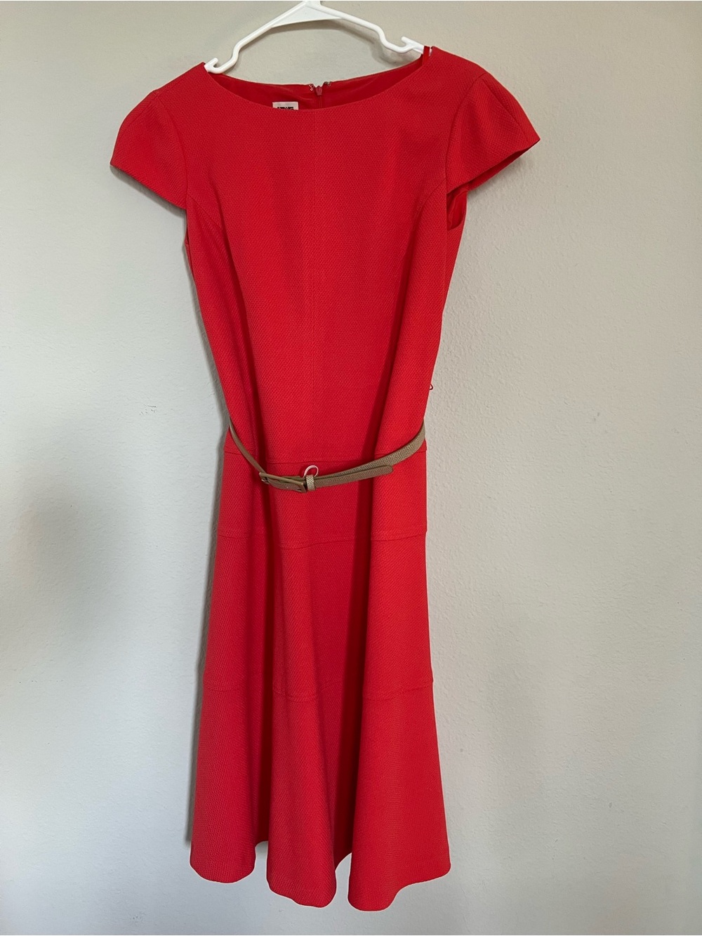 Anne Klein Vintage Classic Red Fit-and-Flare Dress with Belt